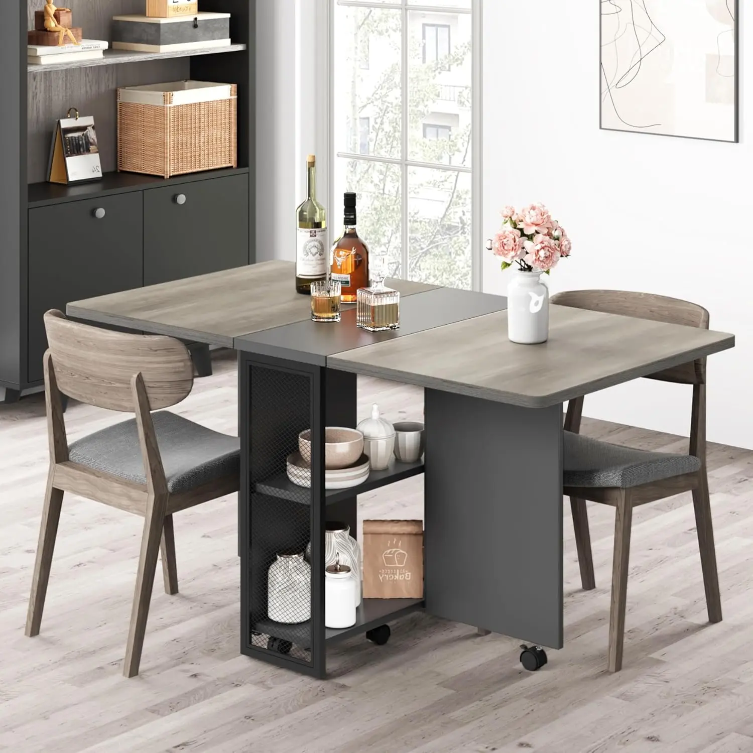 【GARVEE】Dining Folding Dinning Table, Dark Walnut