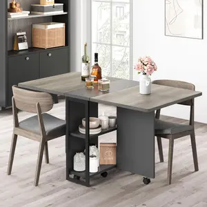 【GARVEE】Dining Folding Dinning Table, Dark Walnut