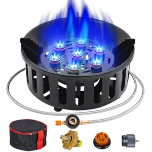 [SummerVibes]BESTFIRE 9.25'' 72,000 BTU Portable Outdoor Propane Stove – Single Burner with Windproof Design, Piezo One-Touch Ignition, Carry Bag, Hose & 3 Adapters for Camping, Backyard Cooking, and Picnic