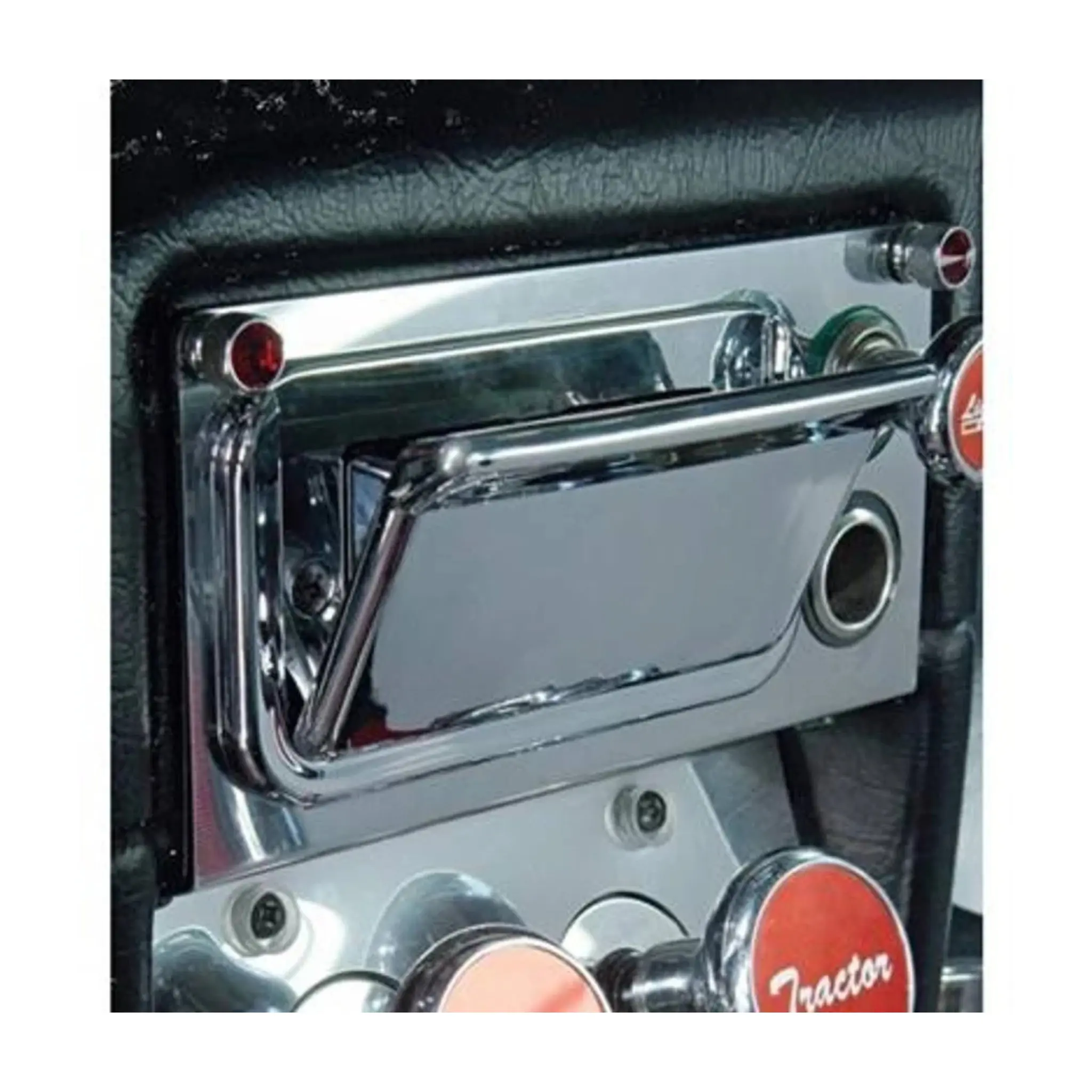 United Pacific Chrome Plastic Ash Tray, Durable Auto Accessory for Peterbilt, Freightliner with Push-On Installation, Spring Steel Retainer