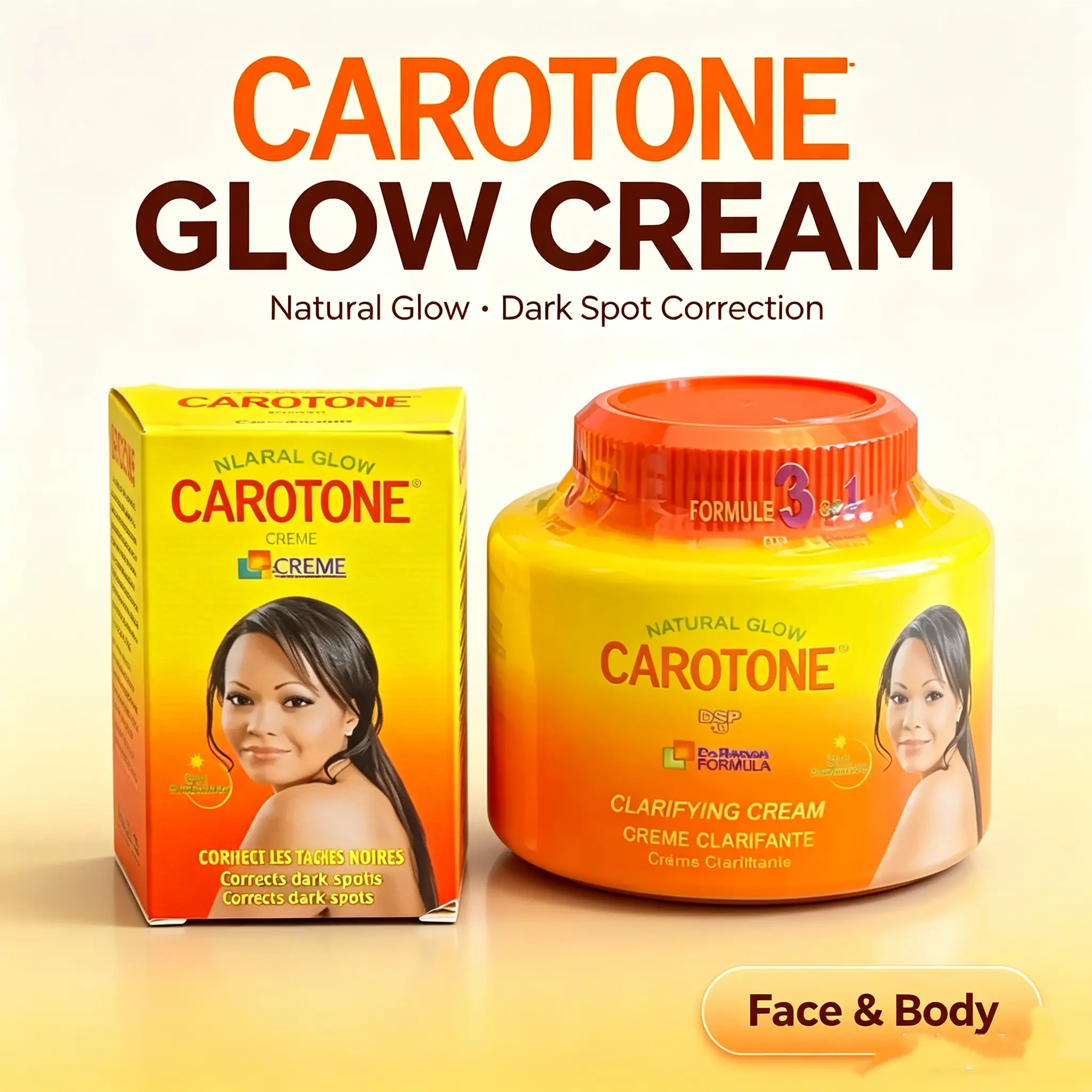 Carotone Skin Care Bundle: 3IN1 Brightening Cream + Brightening Soap