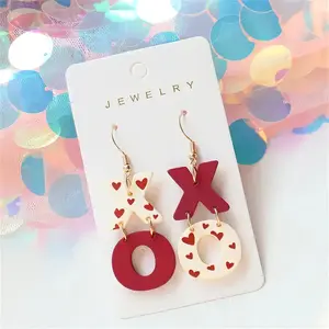 XO Elegant Acrylic Pendant Earrings for Valentine's Day - Lightweight Design, Beautiful Gift for Her, Cute Jewelry Hippie Clothing Men Earrings - magnetic earrings