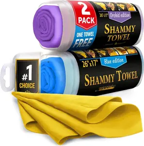 2pk +1 Free Shammy Cloth for  Drying (26"x17") - Super Absorbent Chamois Towel -  & Scratch-Free Shammy - Soft Drying Towels