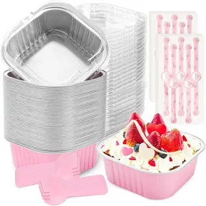 60 Pack Mini Cake Pans with  Mini  Pans, Disposable Loaf Pans Cupcake Liners with  for Pudding, Souffle, Party, Wedding, Mothers Day Party Favors(, 10 oz)
