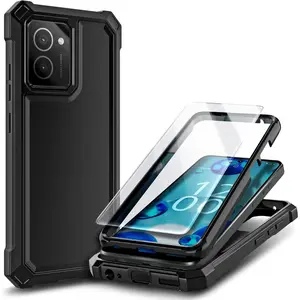 for HMD Vibe Phone Case with Tempered Glass Screen Protector, Full-Body Protective Shockproof Rugged Bumper Cover Case for Nokia HMD Vibe N159V TA-1590 (Black)
