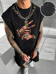 Men's Summer Casual Sleeveless Vest, Starry Sky Glitter Print, Comfortable Skin-Friendly Fabric, Trendy Fashion, Daily Wear