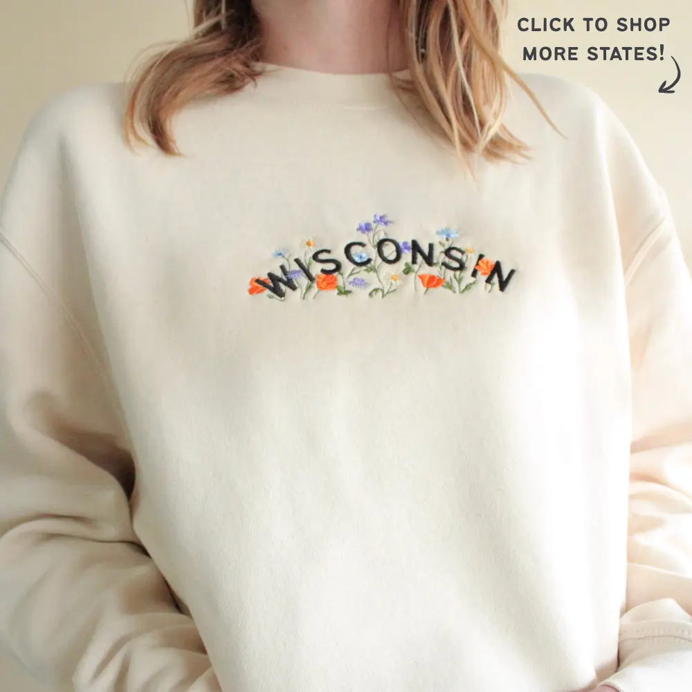 Wildflower Crewneck Sweatshirt For Your State! | Cute Cozy State Floral Sweatshirt