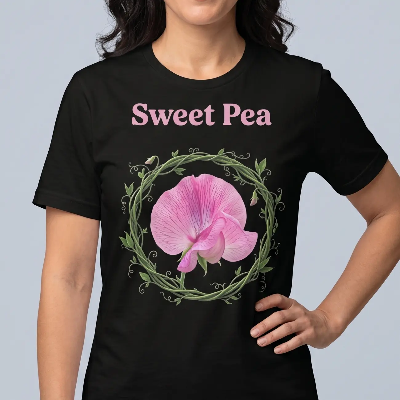 Unisex Soft Cotton Sweet Pea Graphic T-Shirt