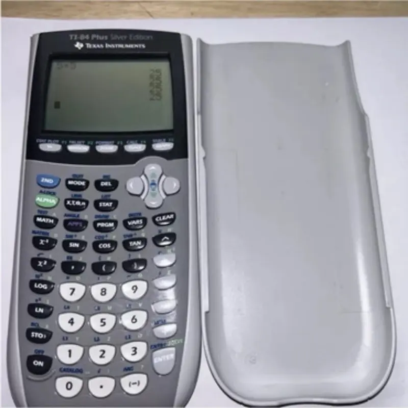 Texas Instrument TI 84 Plus Graphing Calculator W Cover Tested silver