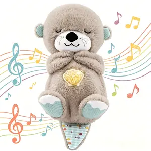 Breathing Otter Plush Toy | Rhythmic Motion, Music & Lights, 4-Level Sound Machine, Soothing Sleep Companion for Babies