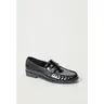JUSTFAB Women's Chic Eco Leather Loafers - Low Heel Flats, Formal Casual Flats, 1-in Heel, Round Toe Slip-On Footwear, Affordable Shoes for Women, Black Slip-On Shoes for Office & Daily Commuting