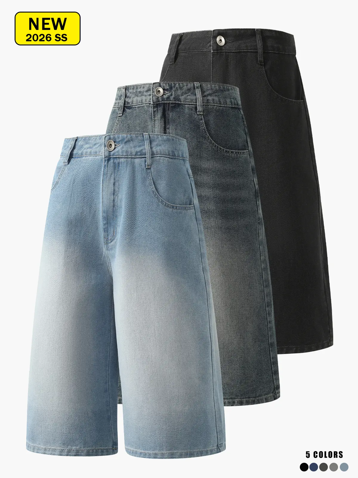 Men’s summer 3/4 casual denim jeans, loose and comfortable, retro street style