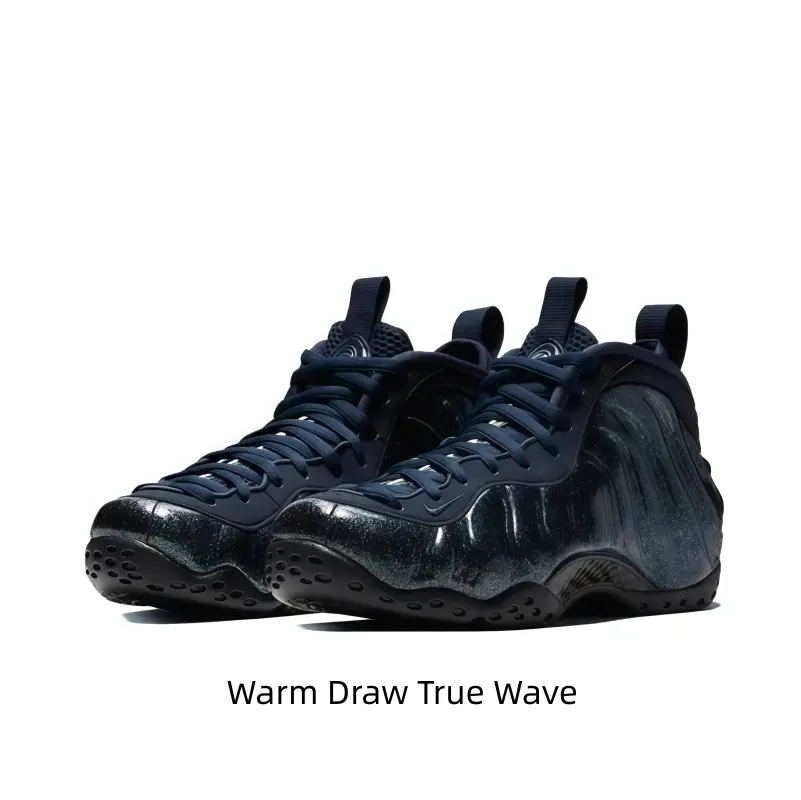 Dark Navy Glitter Foam Molded Mid Top Basketball Sneakers Full Navy Lace-Up Collar Dual Fabric Pull Tabs Matte Black Rubber Outsole Street Hip Hop Shoes For Men Women ：，，，