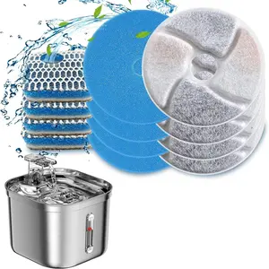 Stainless Steel  Water Fountain Filters 4 Pack  Fountain Filter Replacement, 3 Triple Filtration System, Activated Carbon Filters for 2.2L/73oz Automatic Pet Water Fountain Filter