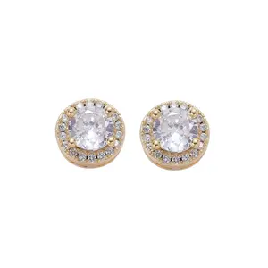 2026 New Year Gift 24K Gold-Plated Silver Diamond Stud Earrings for Men and Women, Gold-Plated Sparkling Party Jewelry, 2026 New Year Gift ...