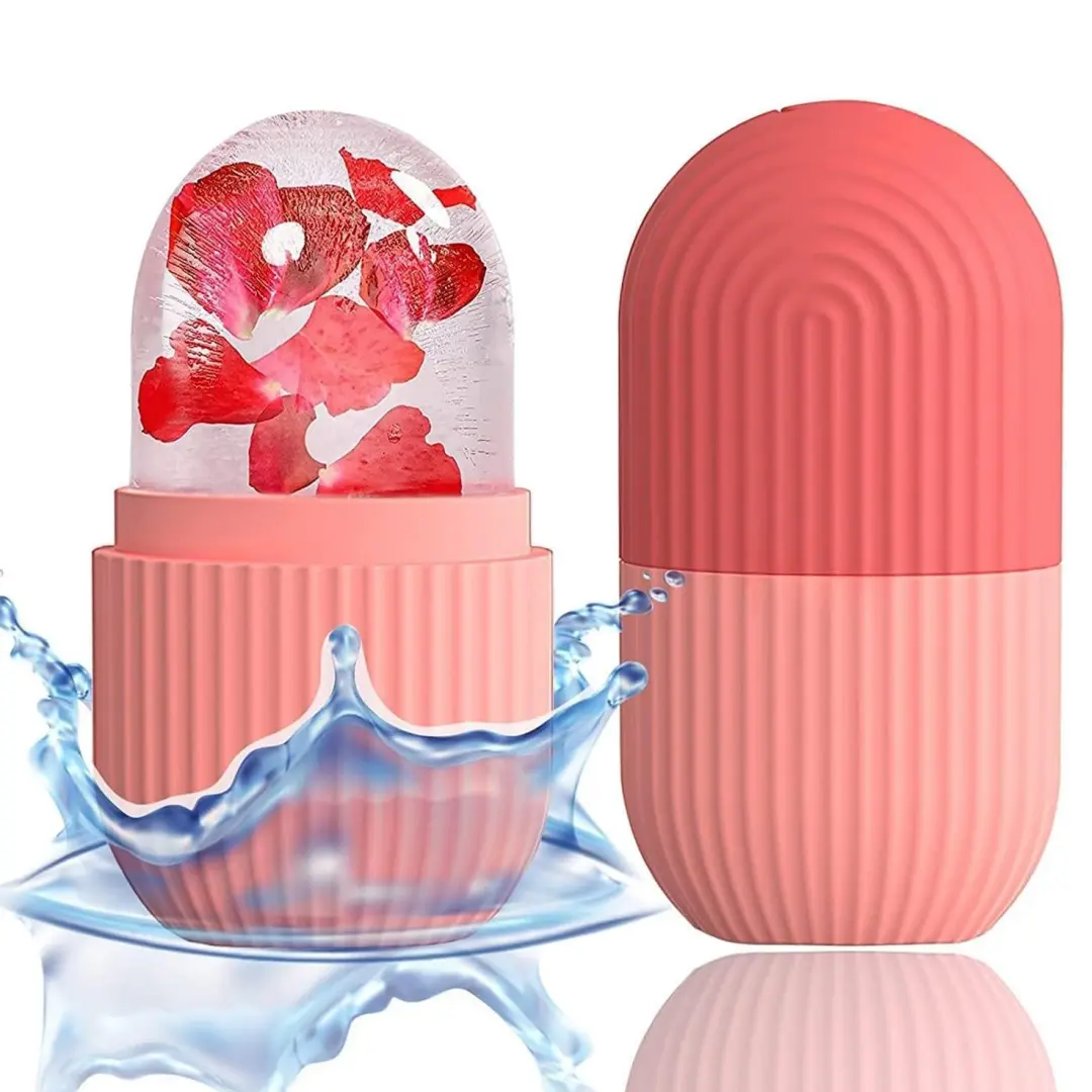 LMMAKE 1PC Facial Ice Roller for Face & Eyes, Reusable Silicone Ice Mold Holder, Skin Care Ice Tool to Shrink Pores, Reduce Puffiness & Wrinkles, Delivers Long-Lasting Cool, Gentle Skin Contact