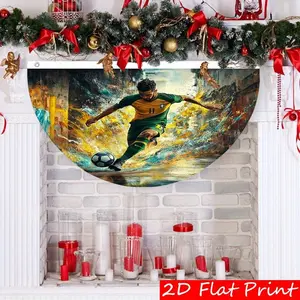 1pc Large Semi-Circular Soccer Door Banner", Durable Polyester Outdoor Sports Decor for Soccer Field Theme Party, Suitable for Lawn Garden Events