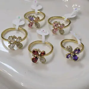 Anillos Delgados with Flower Design in Various Colors High-Quality Laminated Rings in Different Sizes
