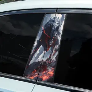 2 Piece Black Goku Wolf Pattern Vinyl Decal - Durable PVC Self Adhesive Waterproof Sticker for Cars, Walls, Laptops, Trucks, Motorcycles, Vehicle Scratch Covers - Perfect for Birthday Party Gifts