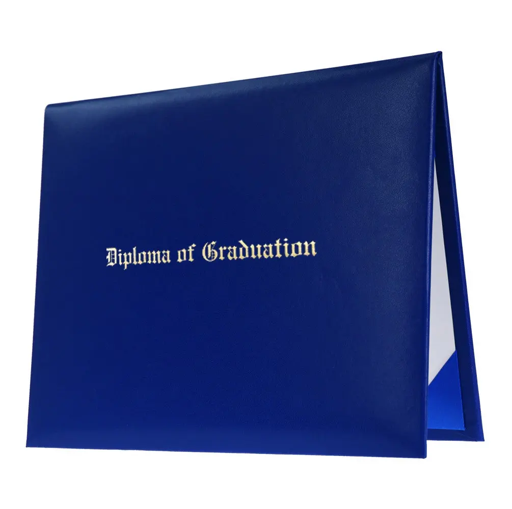 Royal Blue Imprinted Diploma Cover - High School Diploma Cover