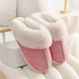 suede  slippers-Women's Cotton Slippers Cozy Memory Foam Slippers Anti-Skid Rubber Sole Fuzzy Slippers Comfortable Warm Scuff Slippers Slip on Winter with Non-Slip Indoor Outdoor Suitable For Women Girl Flipflop warm walking shoe