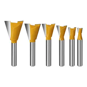 Veatrer 6PCS Dovetail Router Bit Set 1/4 Inch Shank, 6.35mm 9.5mm 12.7mm 16mm 19mm 22mm Dia Carbide Router Bits for Woodworking, Wood Milling Cutter Tool for Making Boxes Drawers Chests, Fine Casework