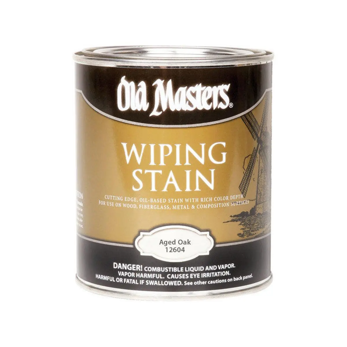 Old Masters 292671 1 Qt. Aged Oak Wiping Stain for Furniture, Doors, Cabinets, Paneling, Cleans Up with Mineral Spirits