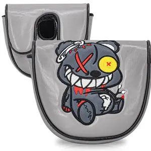 Df3 Putter Golf Club Head Cover, Monocled Bear Style, Resistant PU Material, Fluffy Lining, Cute Cartoon Design, Compatible with Df3 Putter Model, Golf Accessories
