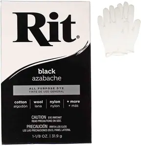 All Purpose Concentrated Rit Dye Single Pack with Plastic Gloves for Clothing, Decor, and s Black All Purpose Concentrated Rit Dye Single Pack with Plastic Gloves for Clothing, Decor, and s Black