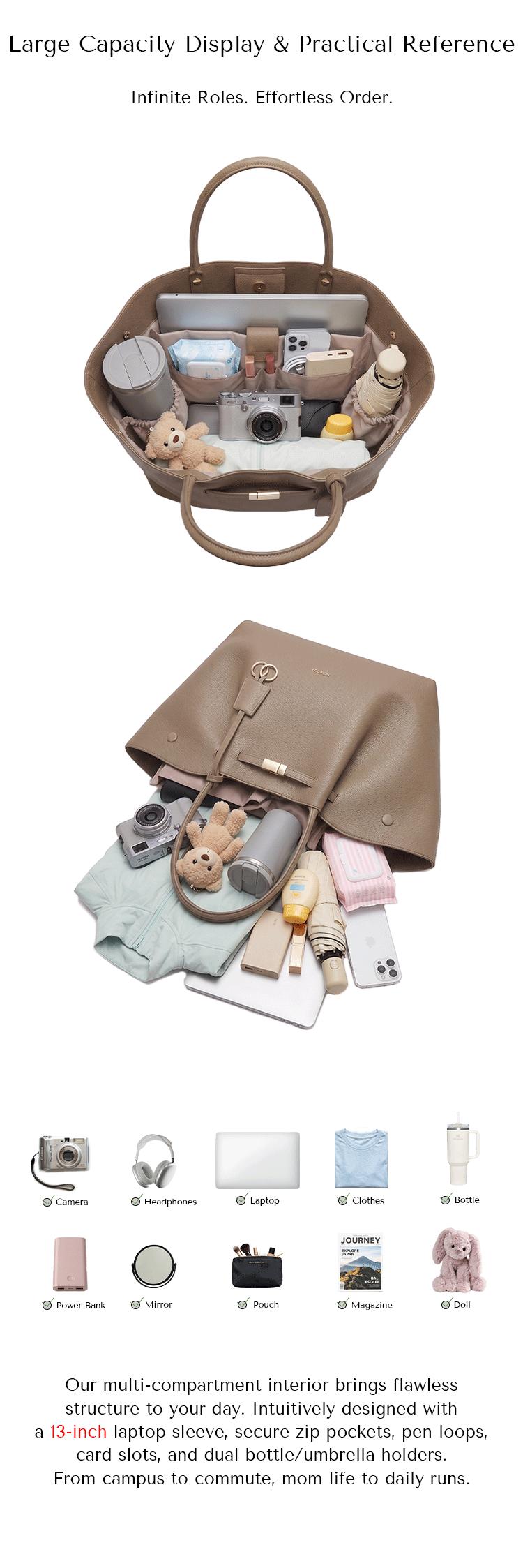 NEWBELLA Marella Top Handle Tote Bags - Elegant PU Leather Tote with Detachable Charm & Magnetic Closure System for Everyday Use 23.6" x 12.6" x 5.5" x 11"
