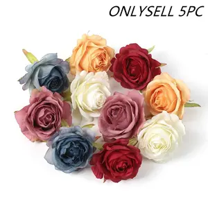 5pcs Realistic DIY Rose Flower Heads/rose Leaf Stems, Elegant Artificial Roses Home Decor, artificial flower arrangements, Wedding Party Festival Table Centerpiece