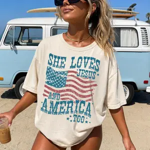 Comfort Colors She Loves Jesus And America Too Comfort Colors T-shirt, 4th Of July Unisex Tshirt, America Independence Tshirt, She Loves Jesus Tee