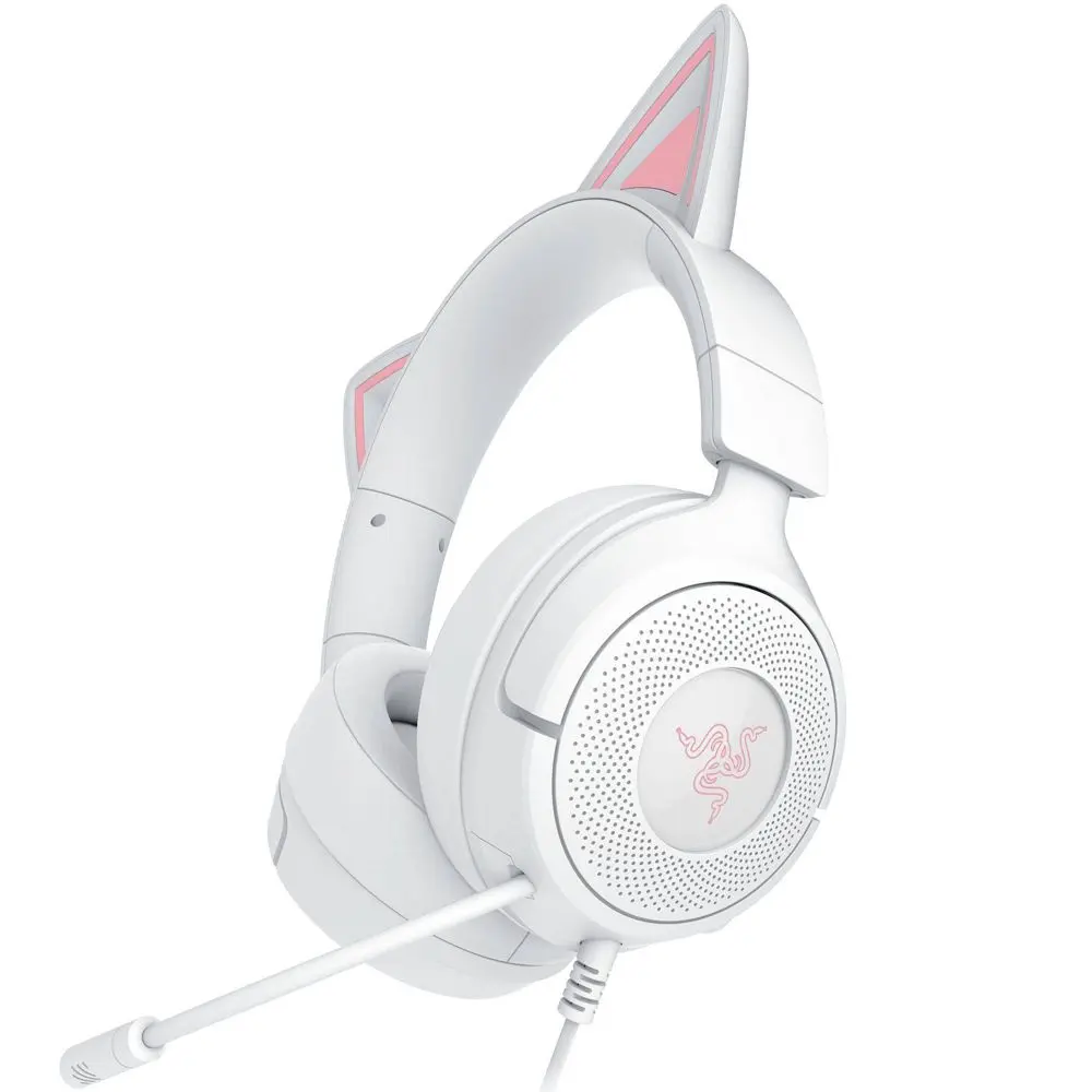 Razer Kraken Kitty V3 X Wired Gaming Headset - White, Plug-Connected Audio Device for Gaming, Streaming, Listening to Music, PC & Laptop Use, 0.63 lbs, Gamer Life Essential, Cross-Platform