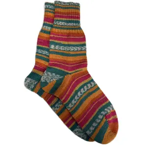 Handmade Organic Wool Patterned Socks for Women - Clothing, Womenswear - Soft and Comfortable - Accessories Striped Casual
