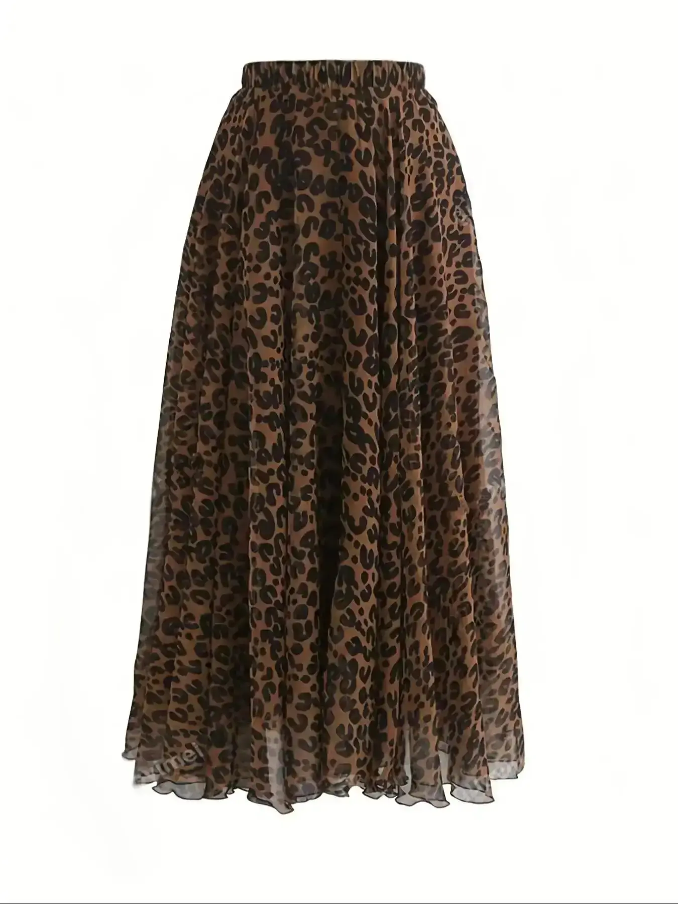 Women's Fresh Leopard Print Elastic Waist A-Line Skirt Elegant Long Fitted Woven Fabric All Seasons Wear Moderate Thickness Printed everyday timeless style summer staple easy care seasonal musthave classic, high quality, self care