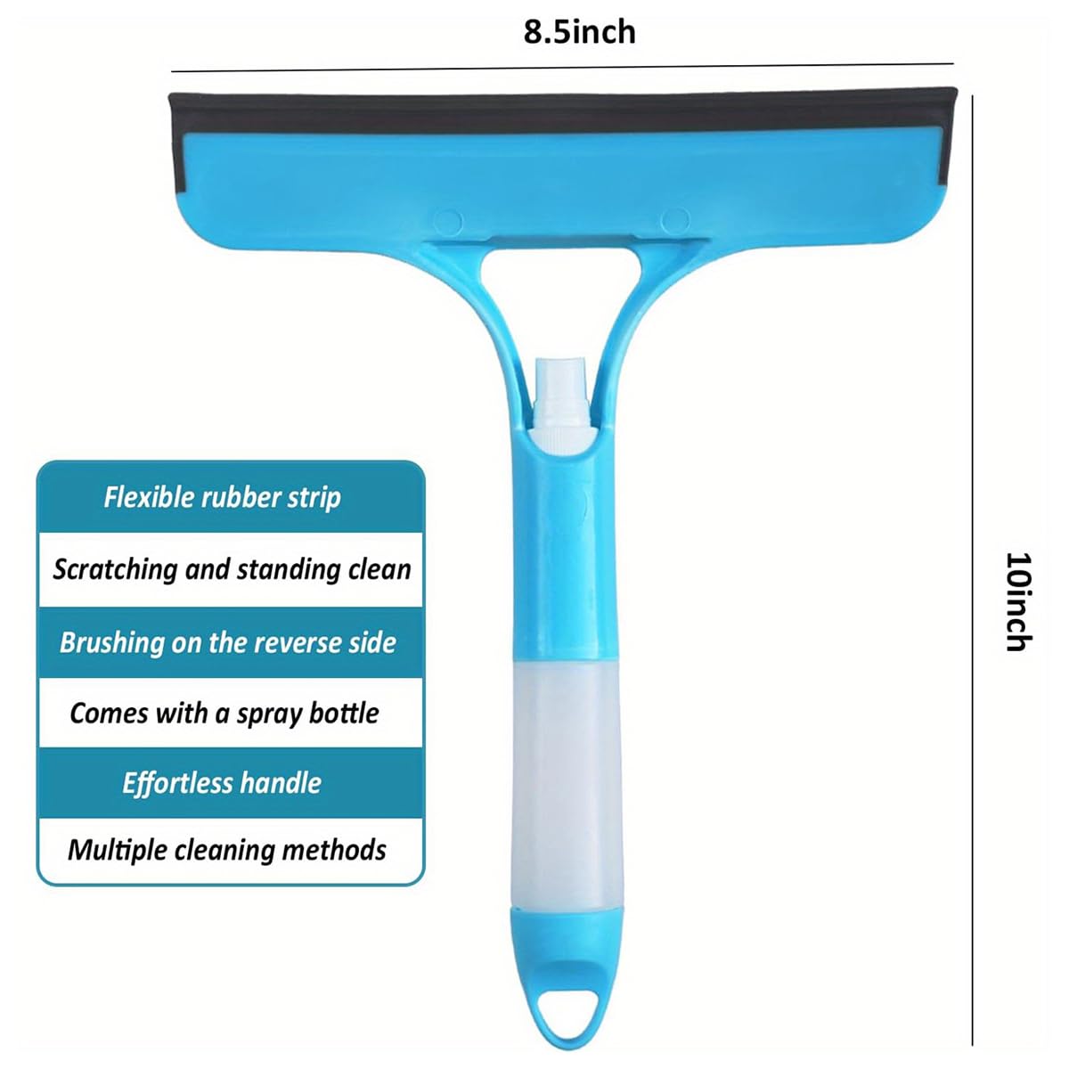 3-in-1 Window Cleaner Tool Kit - Thickened Magic Cloth, Spray-Equipped Scraper, Squeegee for Glass, Shower Doors, Car Windshields Hand Smooth