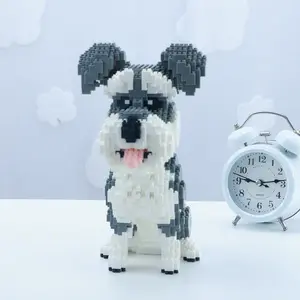 Miniature Schnauzer Toy, 2100pcs Animal Design Building Blocks Model Toy, Creative Desktop Ornament for Home Office