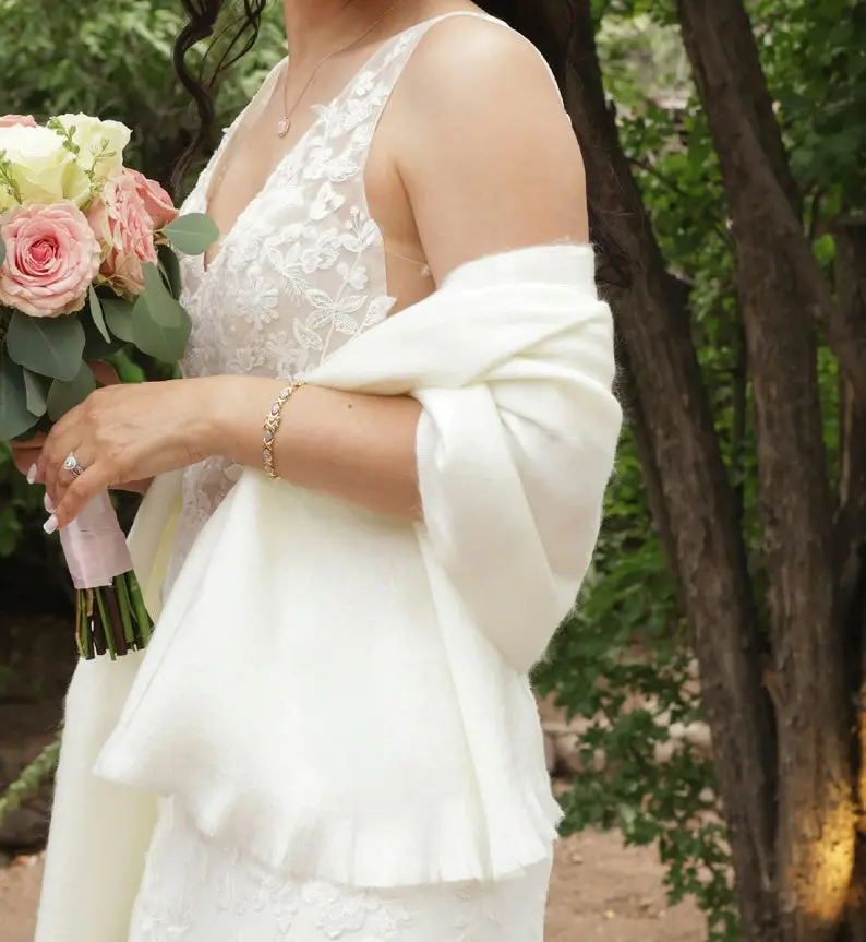 Alpaca Shawl | Ultra-Soft Alpaca Shawls | White Shawl | Wedding Shawl | Bridal Wrap | Ivory Shawl