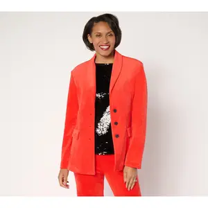 by Stacy London Plush Velour Blazer with Shawl Collar by Stacy London Plush Velour Blazer with Shawl Collar