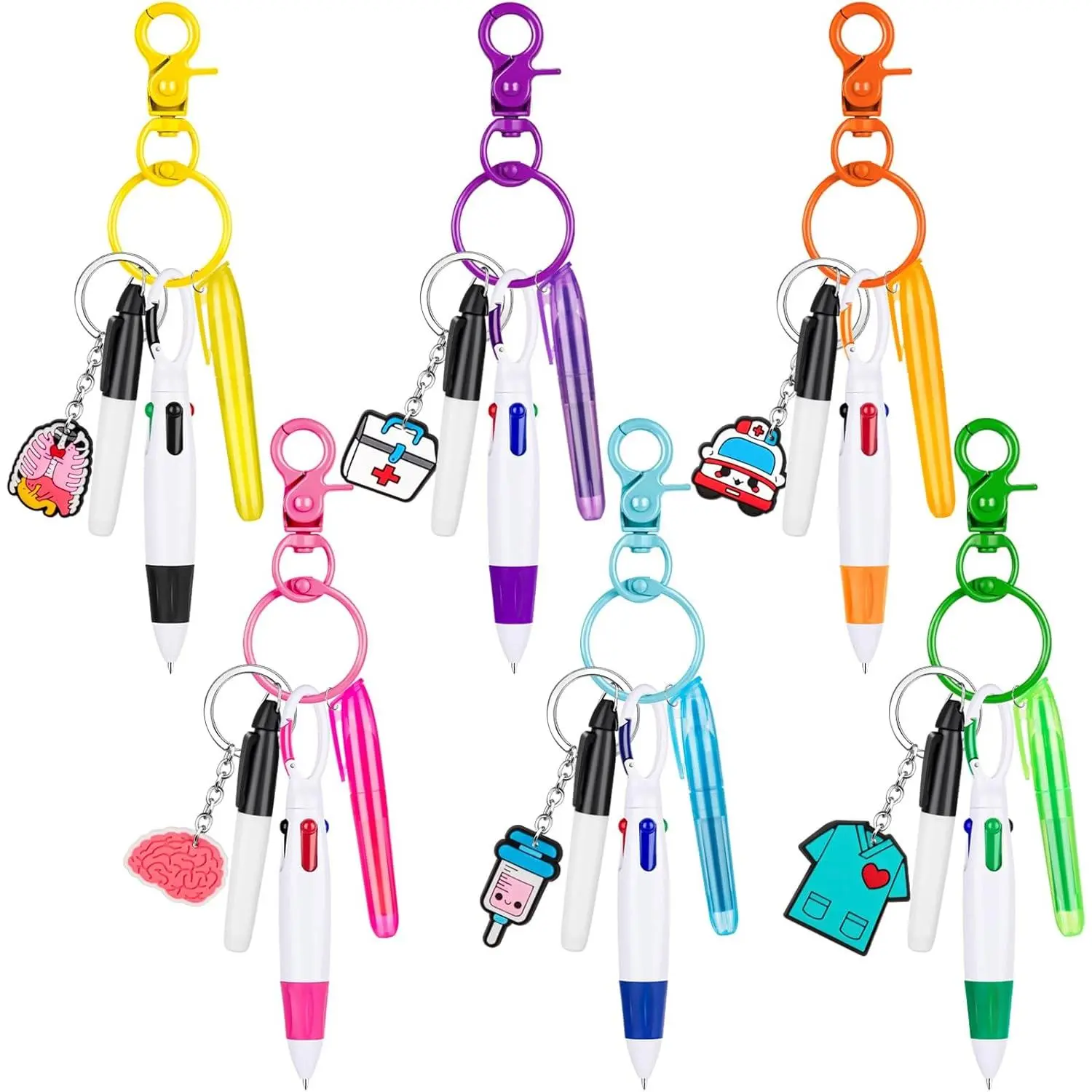 30 count Mini Highlighter Nurse Pens for Badge Reel Pen Include 6 Tip Highlighter 6 Permanent Marker Pen and 6 Retractable Ball Pen with 6   Clip ' Day