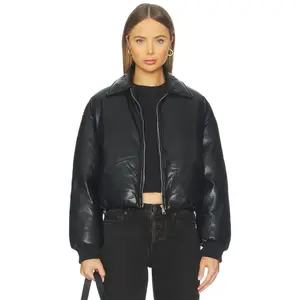 superdown Sanja Faux Leather Jacket in Black