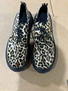 Vintage Leopard Print British Thick Sole Platform Shoes, Height Boosting Slimming, Lace-Up Design, Anti-Slip Durable Sole, Street Style Casual Shoes