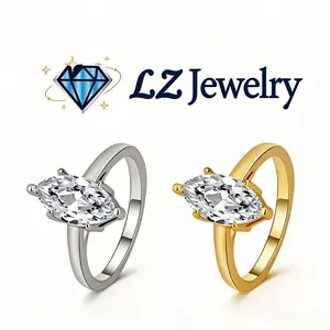 #61 (Marquise) 925 Sterling Silver Synthetic Moissanite Ring
