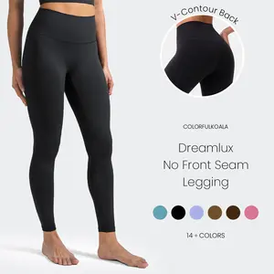 Colorfulkoala Dreamlux No Front Seam Leggings for Women, High Waisted Buttery Soft Yoga Pants 25/28" Inseam