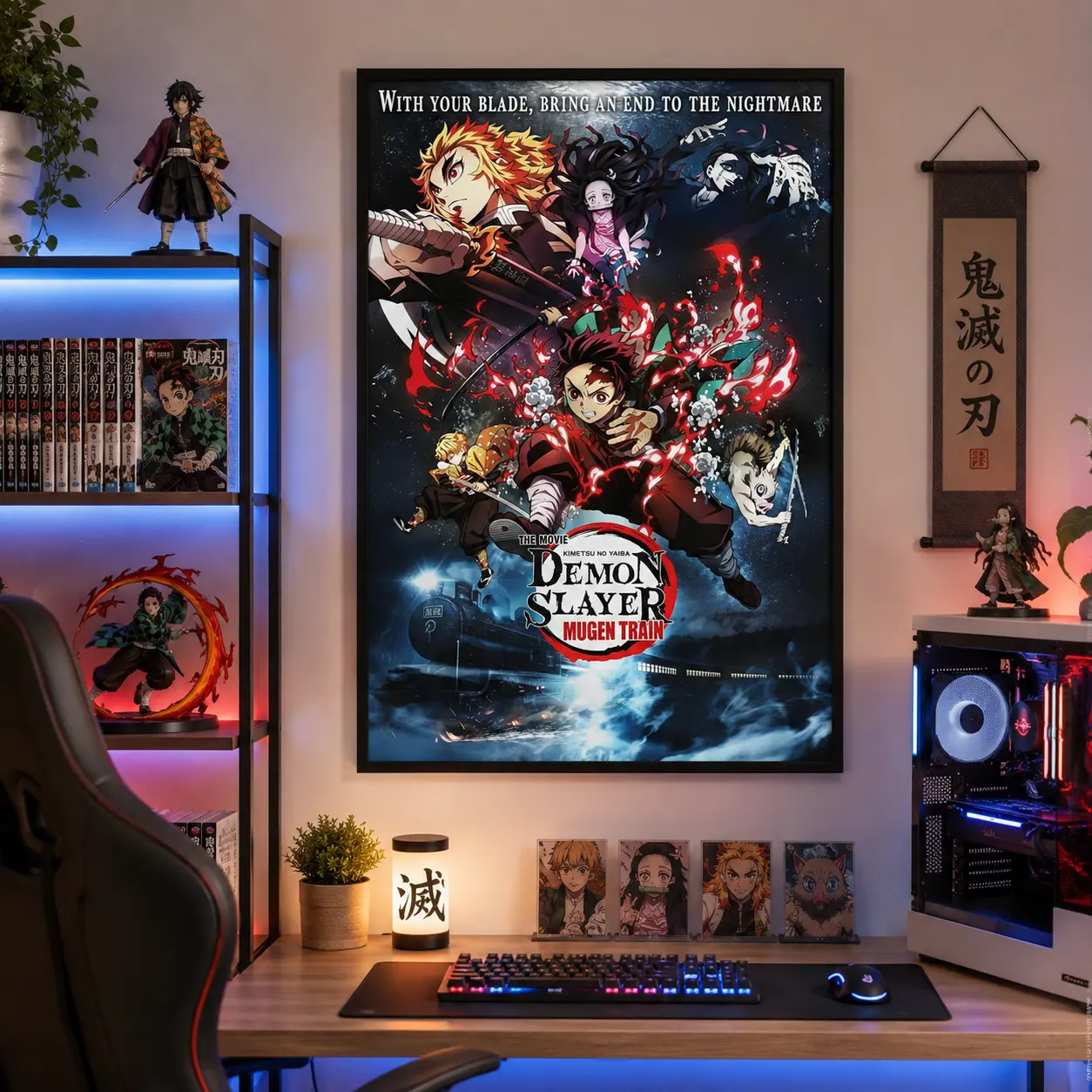 Demon Slayer Mugen Train Unframed Canvas Poster, Anime Movie Wall Art, Trendy Manga Home Decor, Otaku Bedroom Aesthetic Accent, Unframed Print