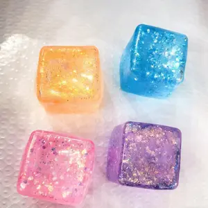 Anxiety Relief Sensory Toy, small ice cubes,Aurora gold powder, malt sugar, squeeze play, Soft Touch Stress Ball, Stress Relieef Fidget, Party Gift, Birthday Present,Filler for Gift Bags, Squishies