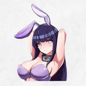 Hinata Bunny Girl Sticker, Sexy Anime Waifu Decal, Busty Hinata Holographic Sticker, Naruto Anime Girl Sticker for Laptop, Car, Water Bottle