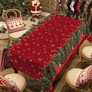 Rectangular Christmas Tablecloth, Holiday Party Decorations, Best Xmas Gift, Ideal for New Year Eve Dinner, Festive Tree Design