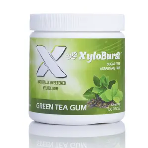 XyloBurst Green Tea Xylitol Gum for Fresh Breath & Oral Health Sugar-Free Chewing Gum with Antioxidants and Long-Lasting Flavor
