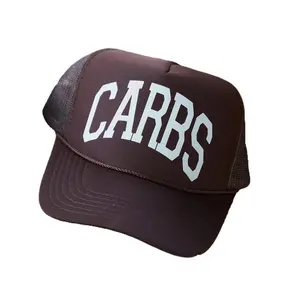 Carbs Brown Foam Trucker Hat with Adjustable Snapback Perfect for Fall and Cozy Thanksgiving at Home